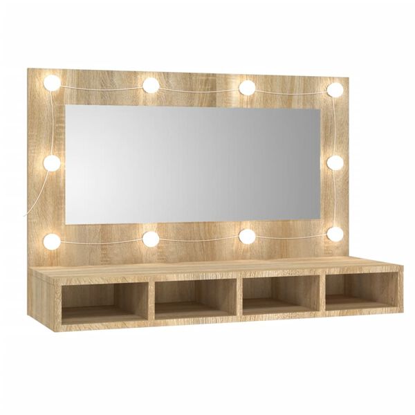 vidaXL Armoire &agrave; miroir avec LED Ch&ecirc;ne sonoma 90x31,5x62 cm