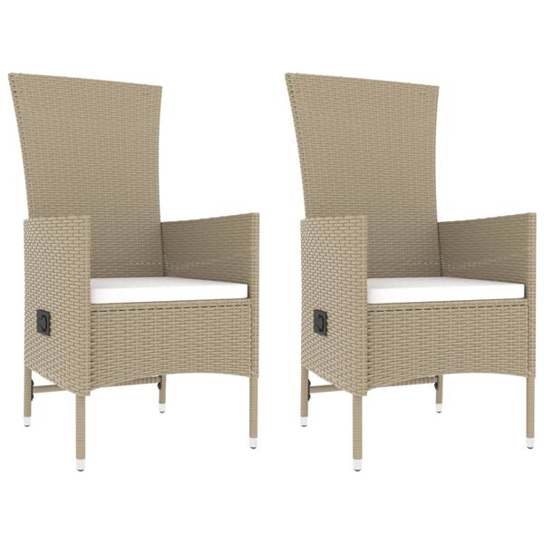 vidaXL Ensemble de salon de jardin 3 pcs beige poly rotin et acier