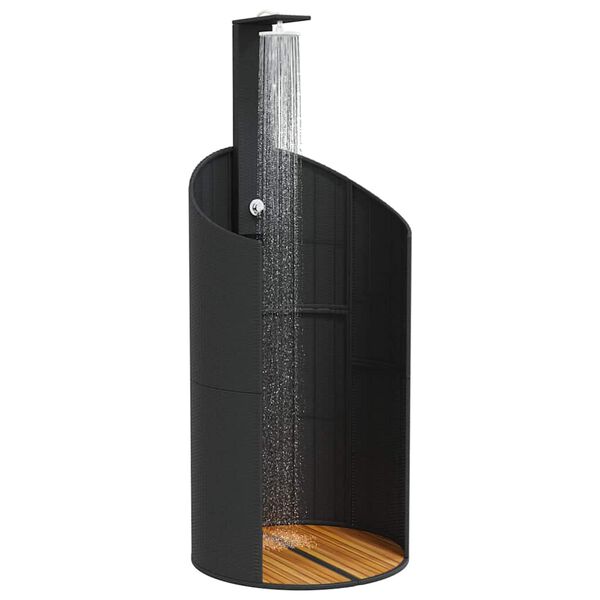vidaXL Douche d'ext&eacute;rieur noir 100x100x241,5 cm poly rotin bois acacia