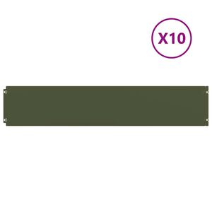 vidaXL Bordures pelouse 10pcs vert olive 20x103cm acier lamin&eacute; &agrave; froid