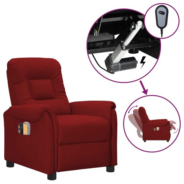 vidaXL Fauteuil de massage électrique Rouge bordeaux Similicuir