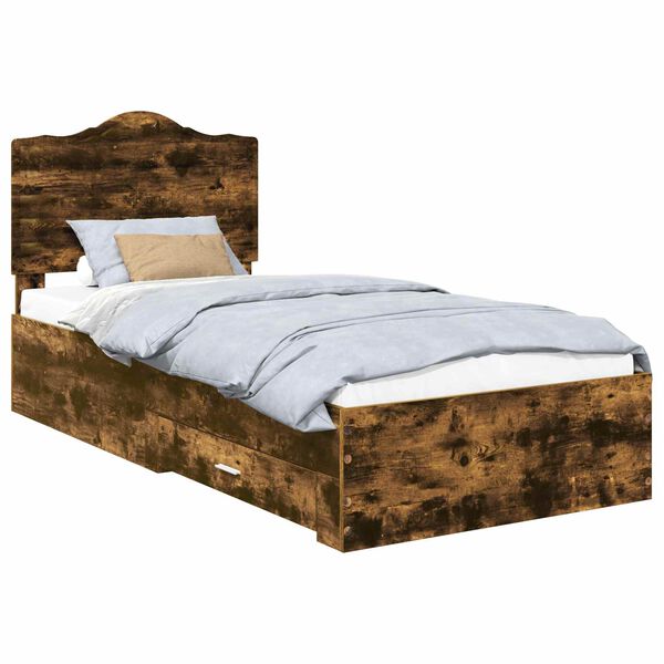 vidaXL Cadre de lit Ch&ecirc;ne fum&eacute; 90 x 190 cm Bois d'ing&eacute;nierie