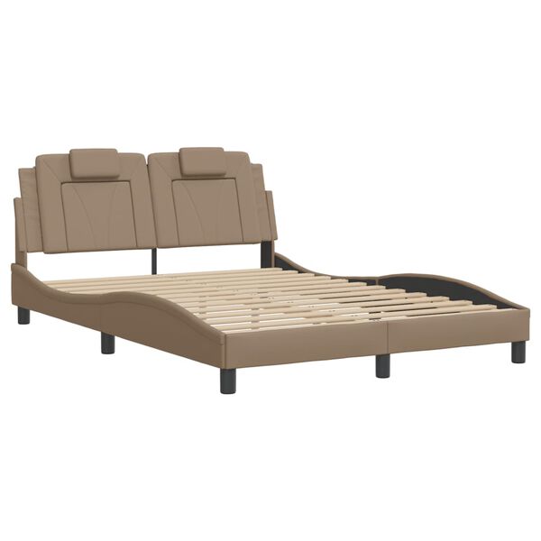 vidaXL Cadre de lit Viana avec LED sans matelas cappuccino 140x190 cm