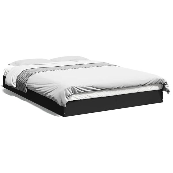 vidaXL Cadre de lit sans matelas noir 140x190 cm bois d'ing&eacute;nierie