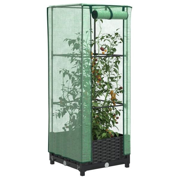 vidaXL Jardinière surélevée avec housse aspect rotin 40x40x123 cm