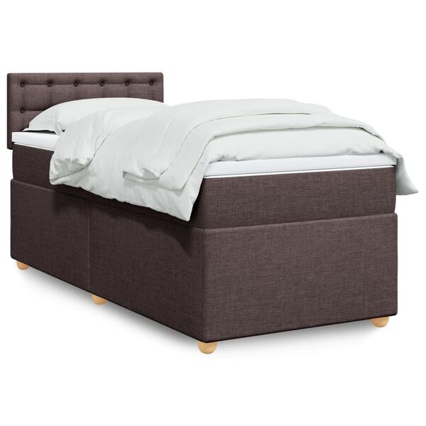 vidaXL Sommier &agrave; lattes de lit avec matelas Marron fonc&eacute; 80x200 cm