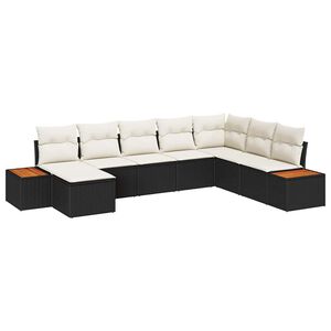 vidaXL Ensemble de canap&eacute; de jardin 9 pcs Noir et Cr&egrave;me Polyrotin
