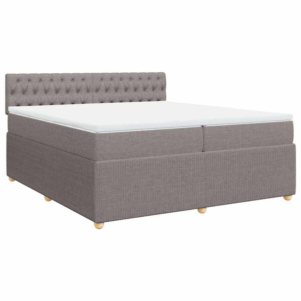 vidaXL Sommier &agrave; lattes de lit avec matelas Taupe 200x200 cm Tissu