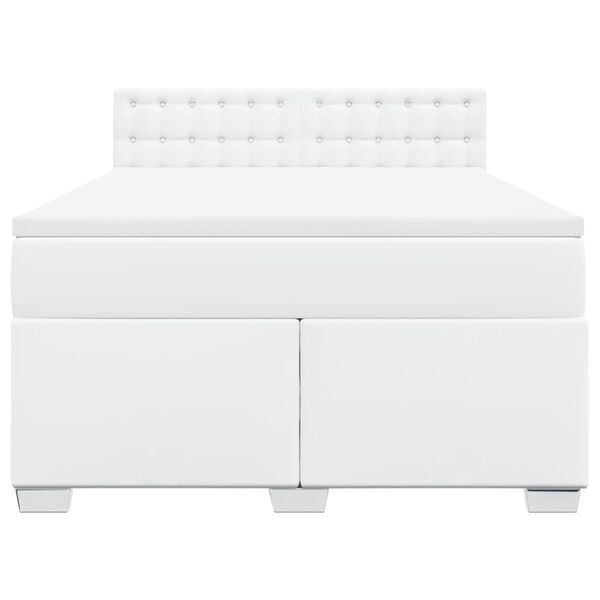 vidaXL Sommier &agrave; lattes de lit avec matelas Blanc 140x200cm Similicuir