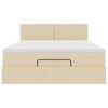vidaXL Lit ottoman avec matelas et LED cr&egrave;me 140x190 cm tissu