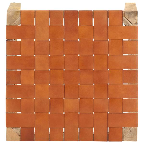 vidaXL Tabouret Marron clair Cuir v&eacute;ritable et bois de manguier massif