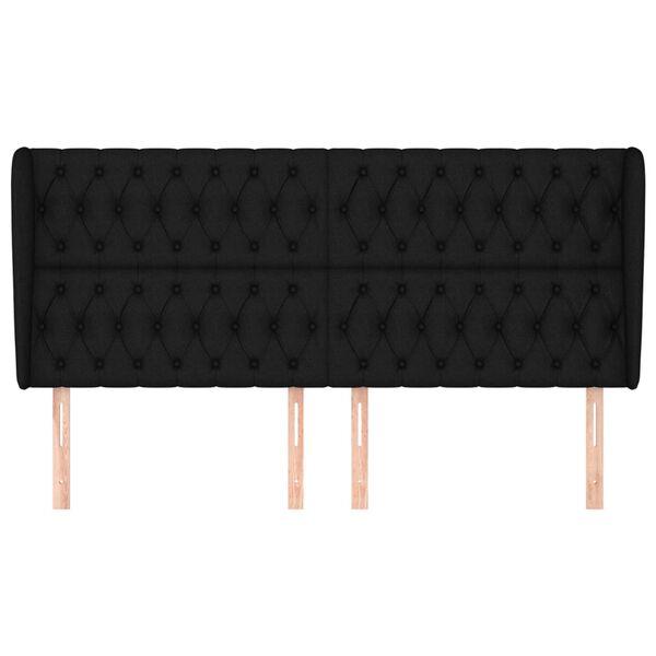 vidaXL T&ecirc;te de lit avec oreilles Noir 203x23x118/128 cm Tissu