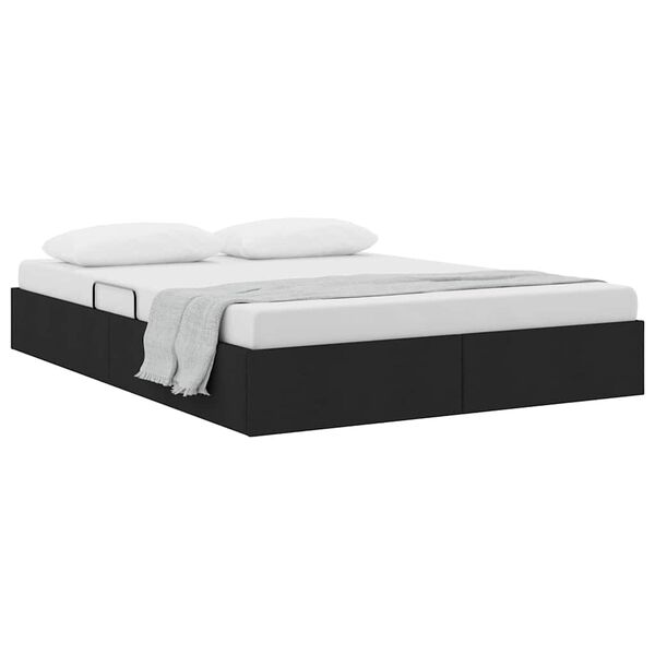 vidaXL Lit de Rangement avec matelas Noir 135 x 190 cm tissu
