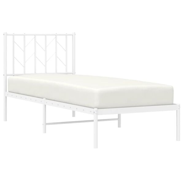vidaXL Cadre de lit m&eacute;tal sans matelas avec t&ecirc;te de lit blanc 75x190cm