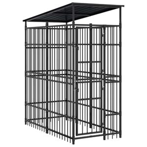 vidaXL Chenil d'ext&eacute;rieur avec toit pour chiens Acier 1,84 m&sup2;