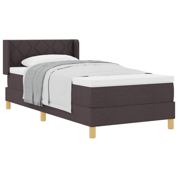 vidaXL Lit &agrave; ressorts avec matelas Marron fonc&eacute; 200 x 100 cm Polyester