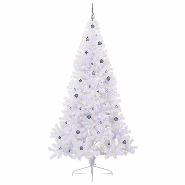 vidaXL Sapin de No&euml;l artificiel avec 300 LED Blanc 240 cm PVC et Acier