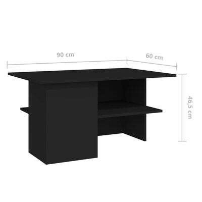 vidaXL Table basse Noir 90x60x46,5 cm Aggloméré