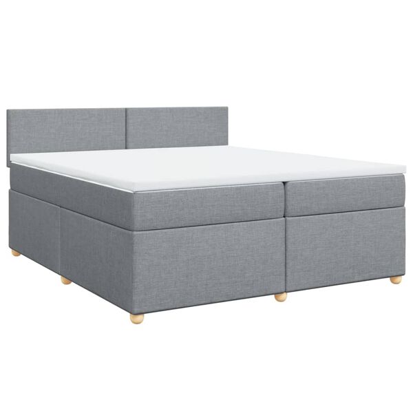 vidaXL Sommier &agrave; lattes de lit avec matelas Gris clair 200x200cm Tissu