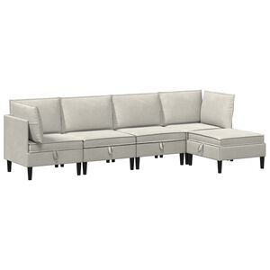 vidaXL Ensemble de meubles pour le salon 5 pc Cr&egrave;me Velours