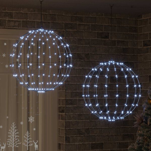 vidaXL Boule avec 384 LED 2 pcs Blanc froid 59,5 x 59,5 x 63 cm M&eacute;tal