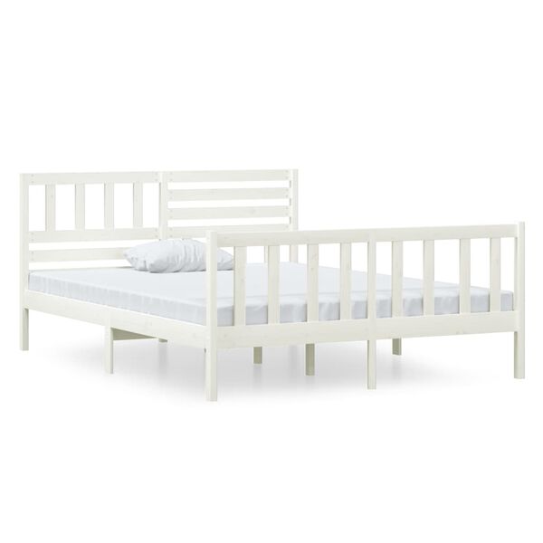 vidaXL Cadre de lit sans matelas blanc bois massif