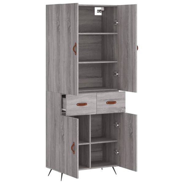vidaXL Buffet haut Sonoma gris 69,5x34x180 cm Bois d'ing&eacute;nierie