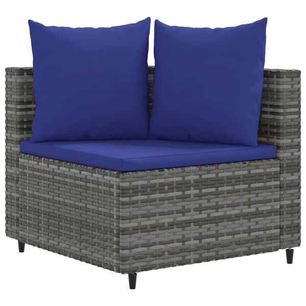 vidaXL Salon de jardin 6 pcs avec coussins gris résine tressée