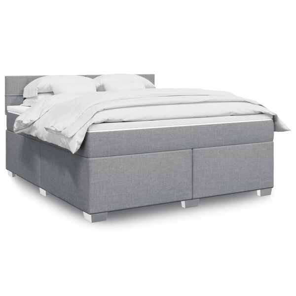 vidaXL Sommier &agrave; lattes de lit avec matelas Gris clair 180x200cm Tissu