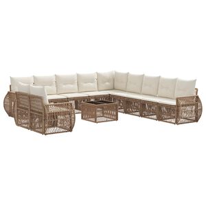 vidaXL Ensemble de canap&eacute; de jardin 12 pc Beige et blanc cr&egrave;me
