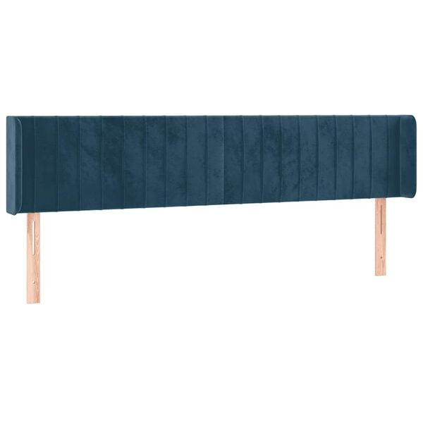 vidaXL T&ecirc;te de lit &agrave; LED Bleu fonc&eacute; 183x16x78/88 cm Velours