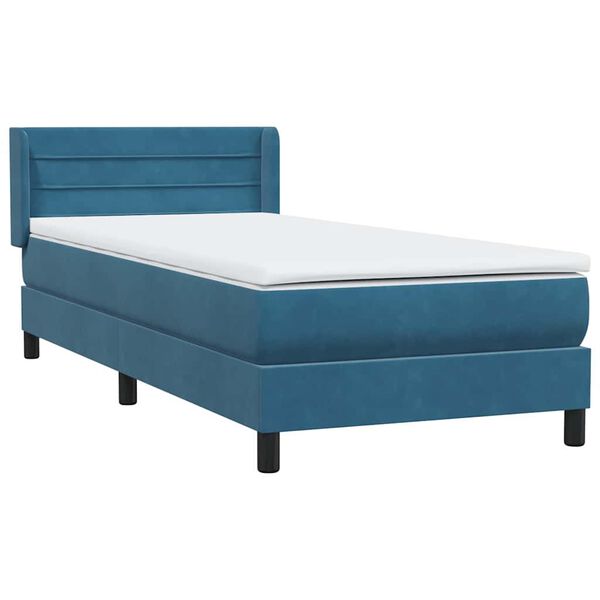 vidaXL Sommier &agrave; lattes de lit et matelas bleu fonc&eacute; 100x210cm velours