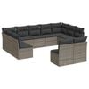 vidaXL Salon de jardin 11 pcs avec coussins gris r&eacute;sine tress&eacute;e