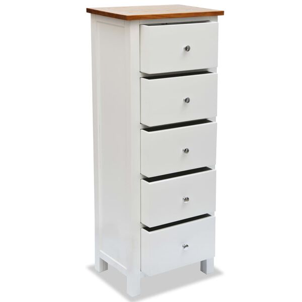 vidaXL Commode haute 45x32x115 cm Bois de ch&ecirc;ne massif