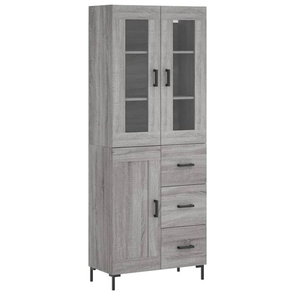 vidaXL Buffet haut Sonoma gris 69,5x34x180 cm Bois d'ing&eacute;nierie