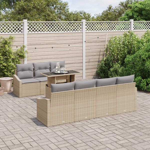vidaXL Ensemble de canap&eacute; de jardin 8 pcs Beige et Gris clair