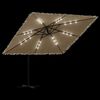 vidaXL Parasol de jardin avec LED et m&acirc;t en acier marron 269x269x235cm