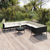 vidaXL Salon de jardin 11 pcs avec coussins R&eacute;sine tress&eacute;e Noir