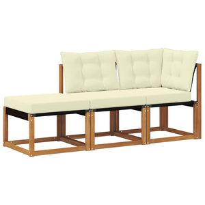 vidaXL 3 pc Canap&eacute;s modulaires d'ext&eacute;rieur Naturel et Cr&egrave;me