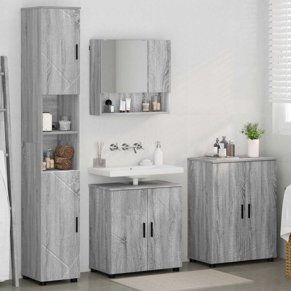 vidaXL Ensemble de mobilier de salle de bain 4 pcs Gris Sonoma