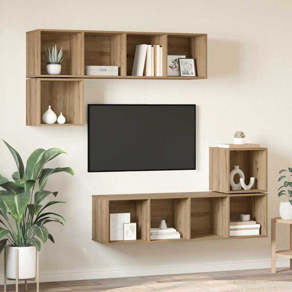 vidaXL Ensemble meuble TV 4 pcs Ch&ecirc;ne artisanal Bois d'ing&eacute;nierie