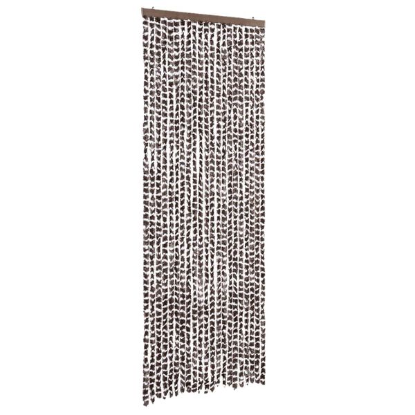 vidaXL Rideau anti-mouches marron et blanc 90x200 cm chenille