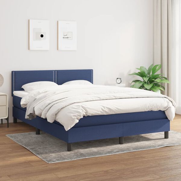 vidaXL Sommier &agrave; lattes de lit avec matelas Bleu 140x190 cm Tissu