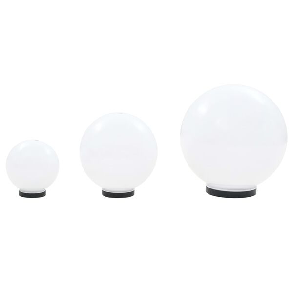 vidaXL Jeu de lampe boule &agrave; LED 3 pcs PMMA sph&eacute;rique 20/30/40 cm