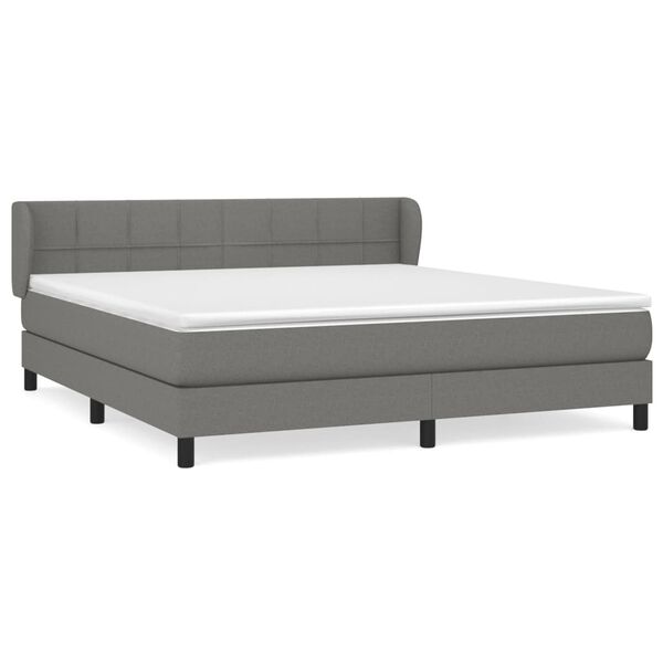 vidaXL Sommier &agrave; lattes de lit avec matelas Gris fonc&eacute; 180x200cm Tissu