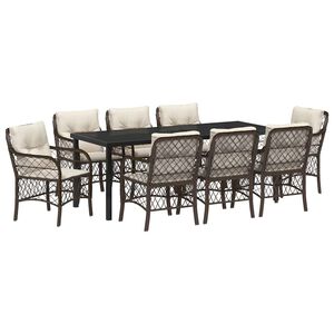 vidaXL Ensemble de salle &agrave; manger pour jardin 9 pc Marron polyrotin