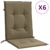 vidaXL Coussins de chaise &agrave; dossier bas lot de 6 taupe m&eacute;lang&eacute; tissu
