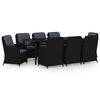 vidaXL Ensemble &agrave; manger de jardin 9 pcs Noir
