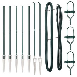 vidaXL Poteaux de clôture 7 pcs Vert Ø32mm 170 cm Acier galvanisé