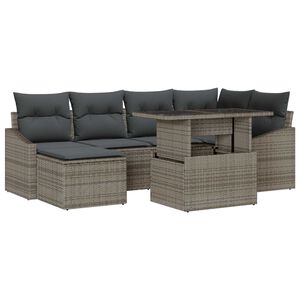 vidaXL Ensemble de canap&eacute; de jardin 7 pc Gris